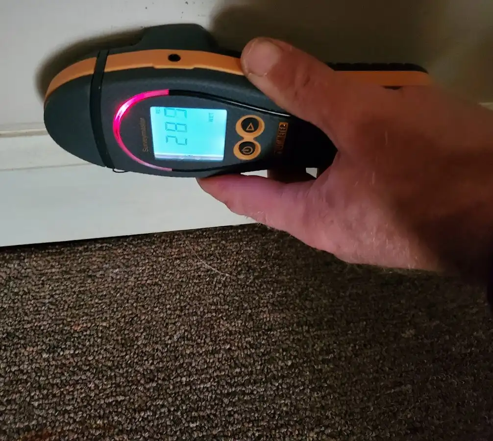 Moisture detection at baseboard during Burst Pipe Cleanup in Melrose Park